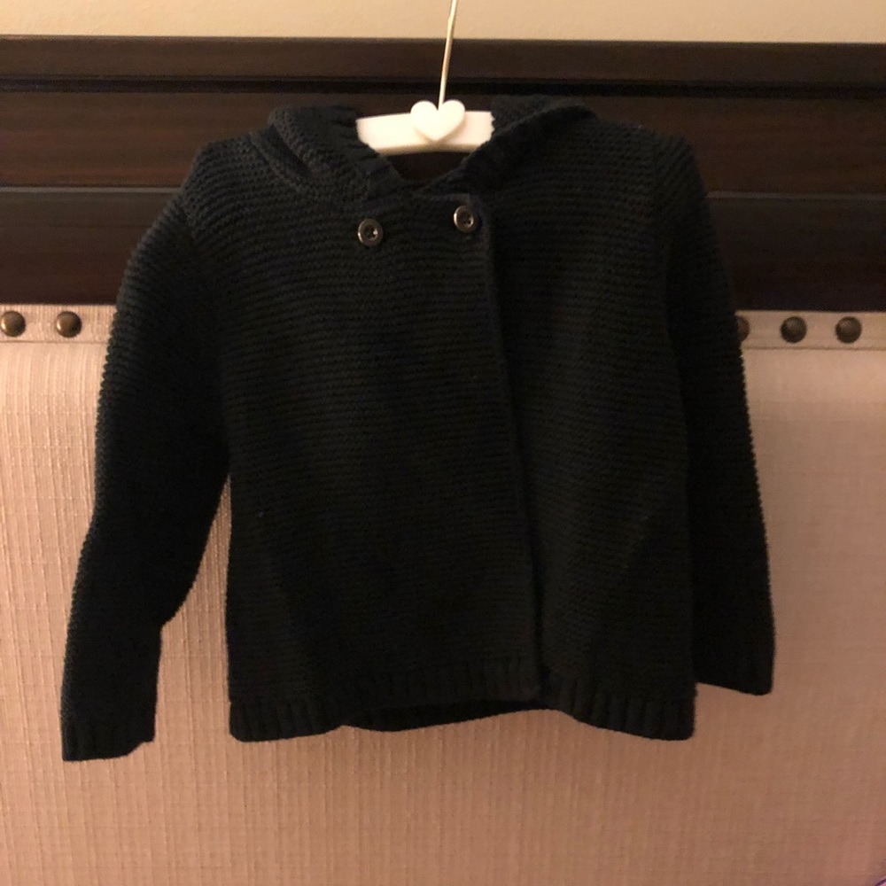 Black hooded sweater